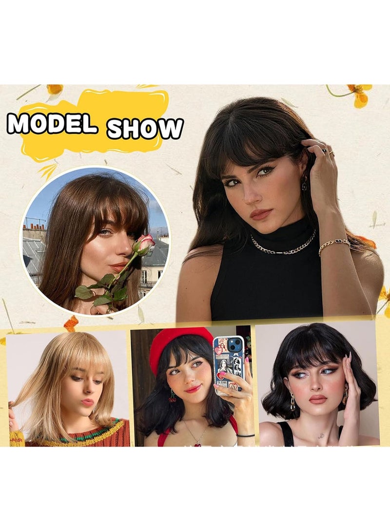 Layali Clip in Bangs 100% Real Human Hair Extensions Clip on Wispy Bangs for Women Fringe with Temples Hairpieces Black Color - Image 4