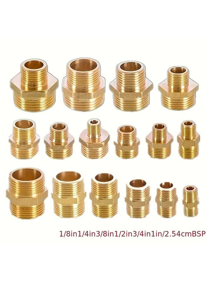 SWSDXT 14pcs Brass Hexagonal Pipe Fittings Variable Diameters US EU Thread Standard - Image 1
