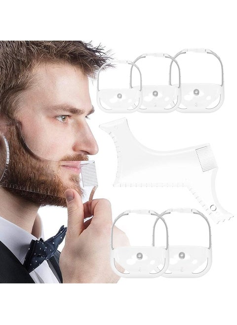 Goatee Shaving Template for Men with 5 Different Sizes, Beard Guide Shaper with Comb, Beard Shaping & Styling Template Perfect for Hairline Line-up, Edging, Stencil for Trimming, Mustache, Goatee