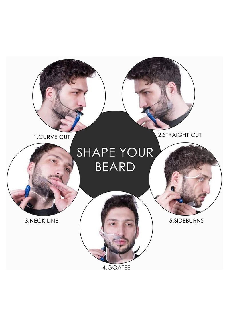 Excefore - Goatee Shaving Template for Men with 5 Different Sizes, Beard Guide Shaper with Comb, Beard Shaping & Styling Template Perfect for Hairline Line-up, Edging, Stencil for Trimming, Mustache, Goatee - Image 1