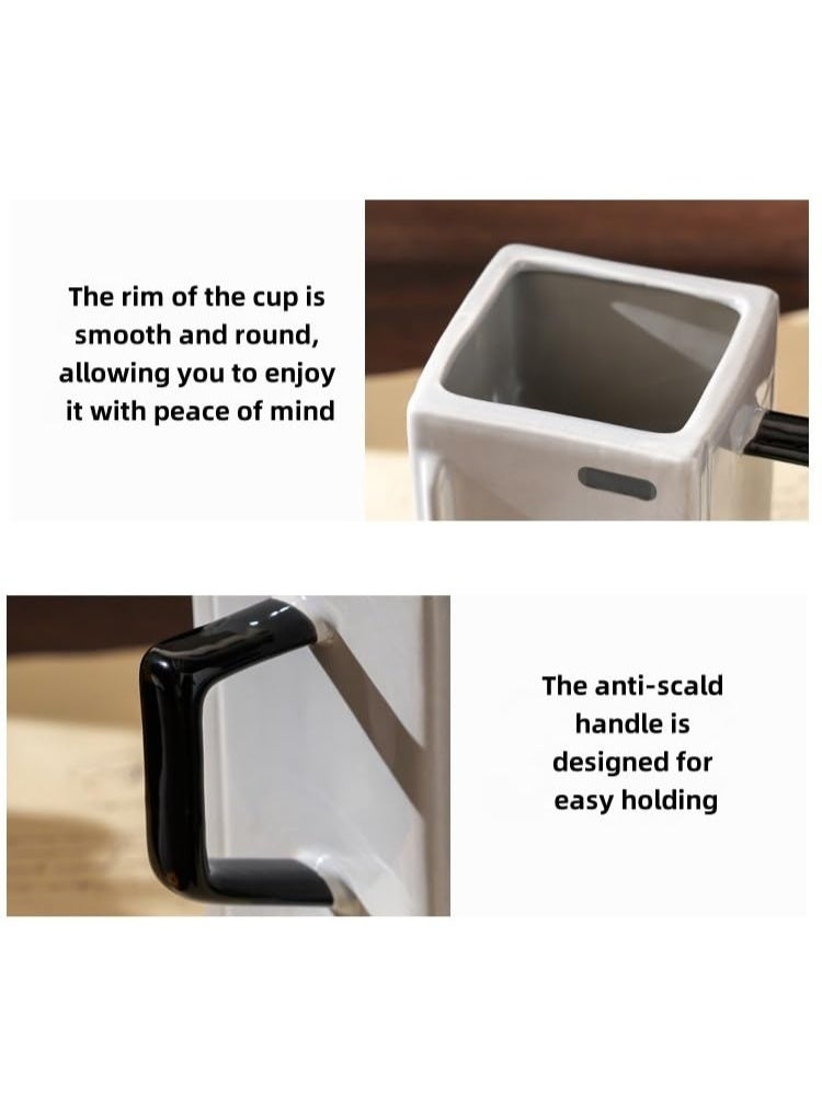 فلوشرينيك كوب سيراميكي، كوب سيراميكي على غرار الثلاجة القديمة (مع غطاء وقش) - 550 مل، كوب لاتي إبداعي، كوب قهوة ريترو - هدية فريدة من نوعها لمحبي القهوة (أخضر) - Image 4