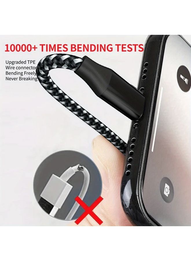 Black Nylon Braided USB Type C To A Fast Charging Cable 6 6 Ft 3A For Samsung Galaxy - Image 3