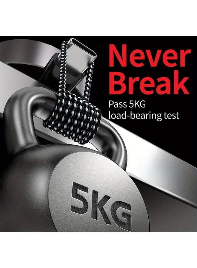 Black Nylon Braided USB Type C To A Fast Charging Cable 6 6 Ft 3A For Samsung Galaxy - Image 4