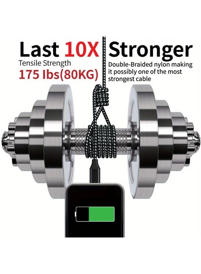 Black Nylon Braided USB Type C To A Fast Charging Cable 6 6 Ft 3A For Samsung Galaxy - Image 5