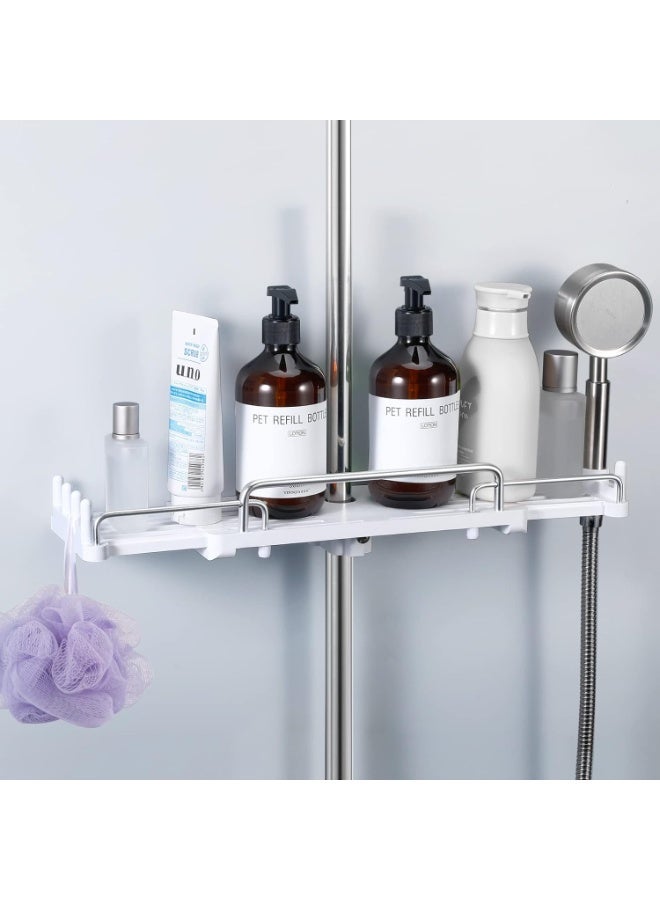 Shower Shelf Hanging, Shower Caddy No Drill Shower Rail Shelf Shower Holders Double Storage for Soap Shampoo Suit 18mm-25mm Shower Rail Length Adjustable (28-44cm), White (TY-K01) - Image 5