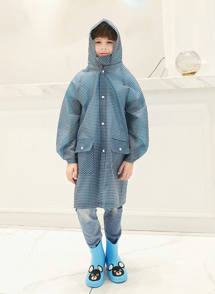 Y&D Kids Rain Jacket Lightweight Waterproof Hooded Raincoat Ponchos for Reusable Girls Boys 6-12 Years Old Camping Coats（Blue M） - Image 2