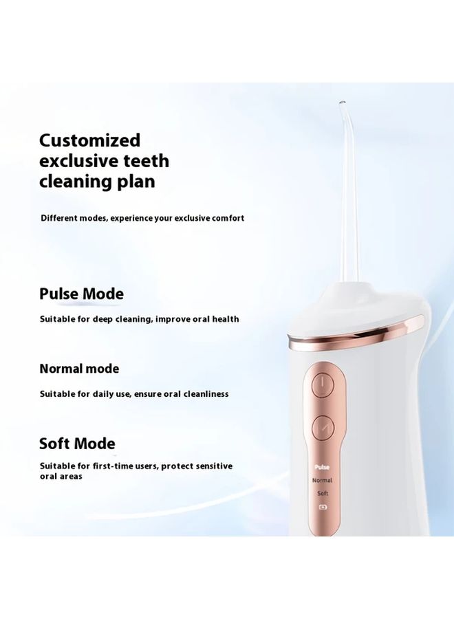 Portable Water Flosser Gold IPX6 Waterproof 4 Nozzles 3 Modes 13.53oz Detachable Water Tank ABS Material USB Charging Suitable for All Users Holiday Gift - Image 5