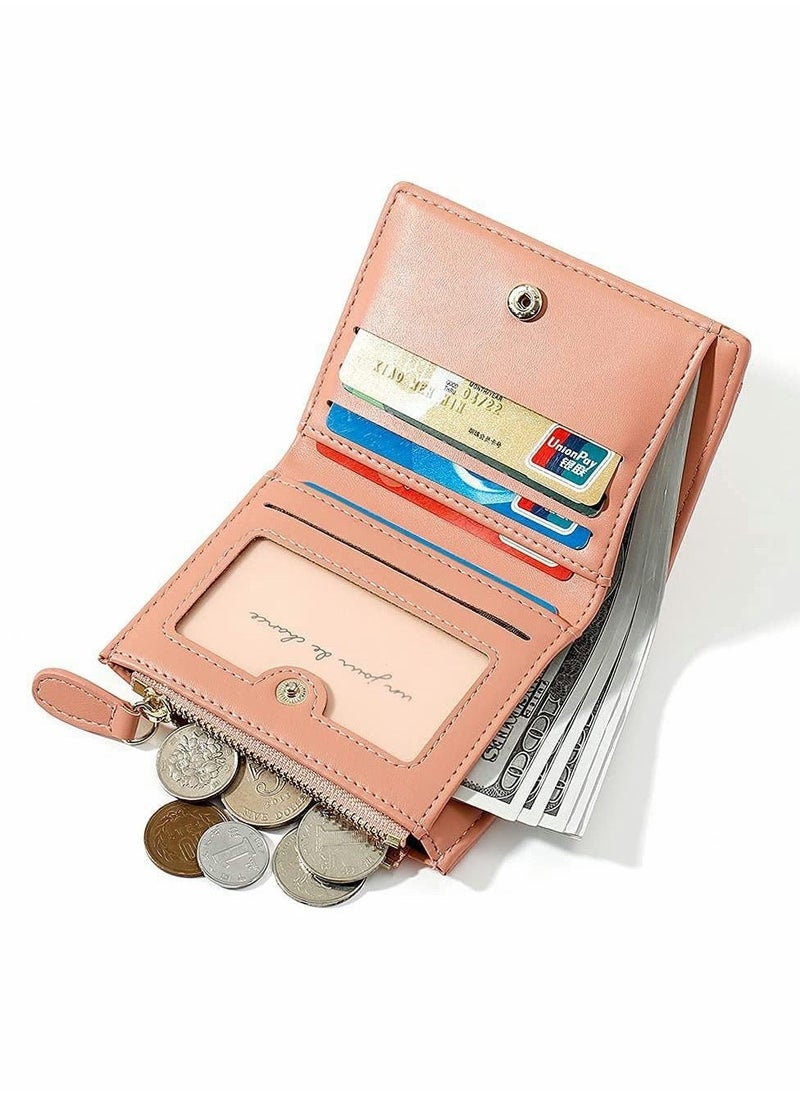 Small Purses for Women Fashion Stone Pattern Girls Wallet Thin and Light Card Holder Organizer (Pink) - Image 2