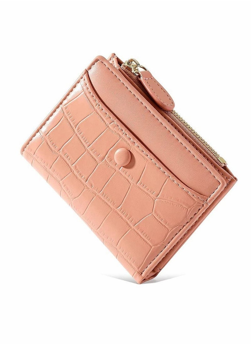 Small Purses for Women Fashion Stone Pattern Girls Wallet Thin and Light Card Holder Organizer (Pink) - Image 1
