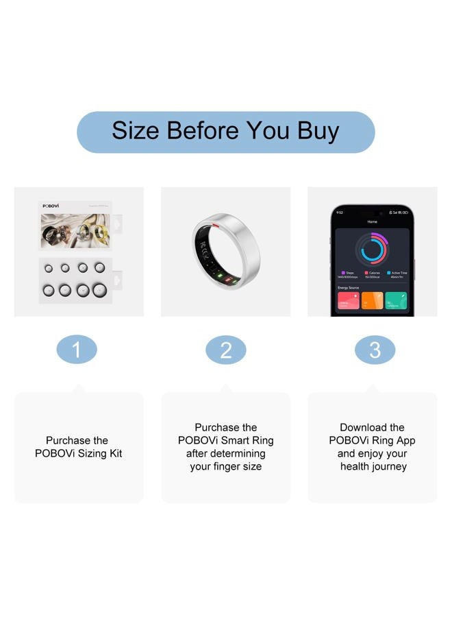 POBOVi Ring OnePlus - Ultra-Thin Titanium Smart Ring - 7 Days Battery Life - Fitness/SPO₂/Stress/HR/Sleep Skin Temperature Tracker - No App Fee - iOS&Android Compatible (Silver,Size 9) - Image 2