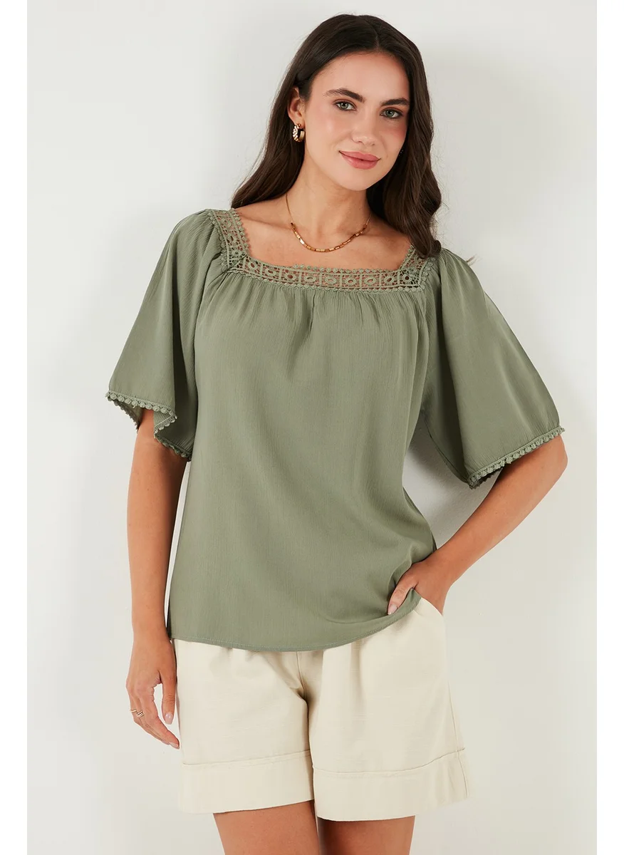 Lela Lace Regular Fit Square Collar Blouse Women's Blouse 5869003
