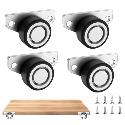 Serplex® 4Pcs Lateral Caster Wheels 1.25'' Side-Mount Caster Wheels for Mobile Cabinets, Drawers, Furniture Rubber Silent Caster Wheels Side Casters, Loading Capacity 20KG - Image 1