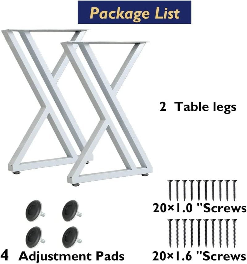 Ventuos Metal Table Legs 28Height 177Wide Heavy Duty Desk Legs DIY Furniture Legs for Dining TableCoffee TableOffice Desk ZShape only Legs White - Image 4