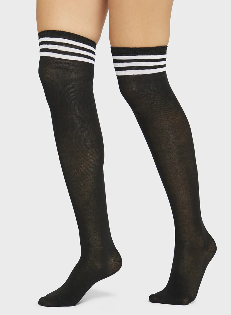 Ginger Ribbed Over The Knee Socks