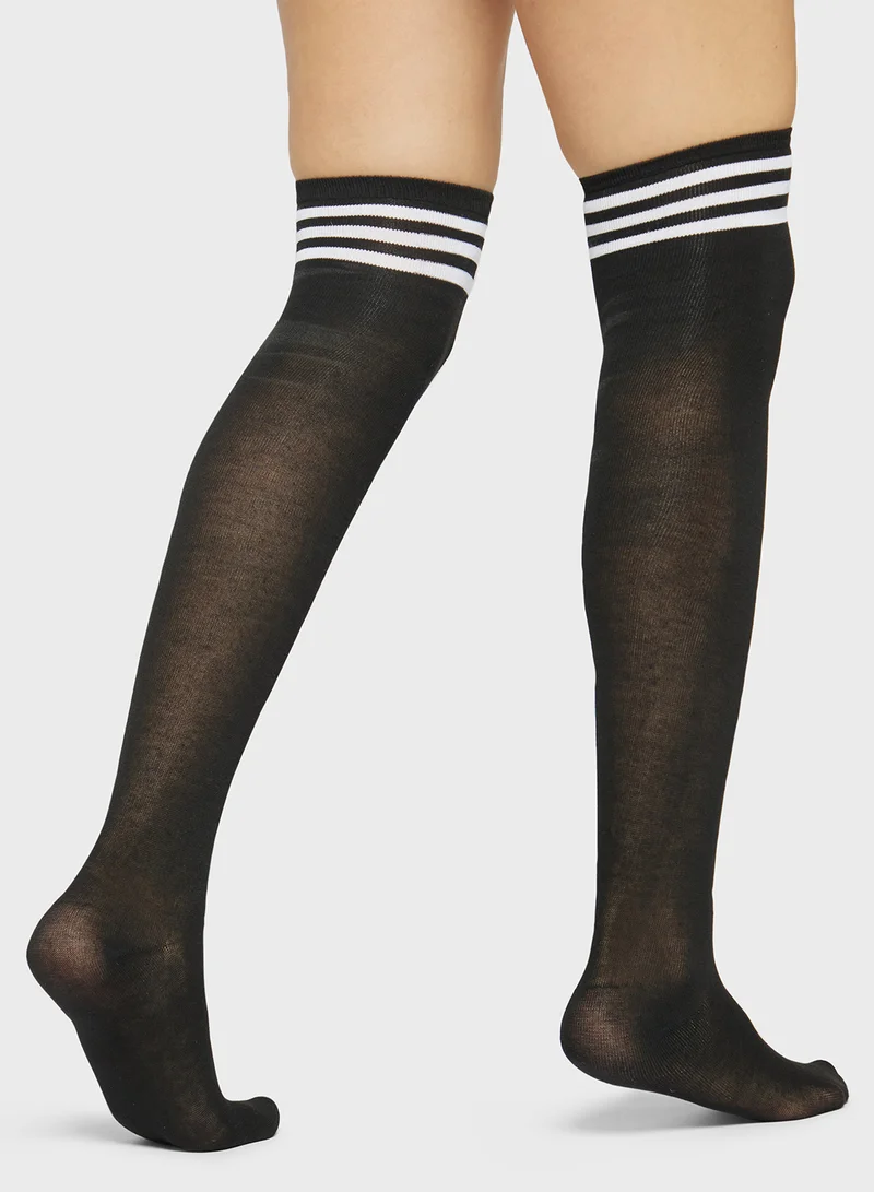 Ginger Ribbed Over The Knee Socks
