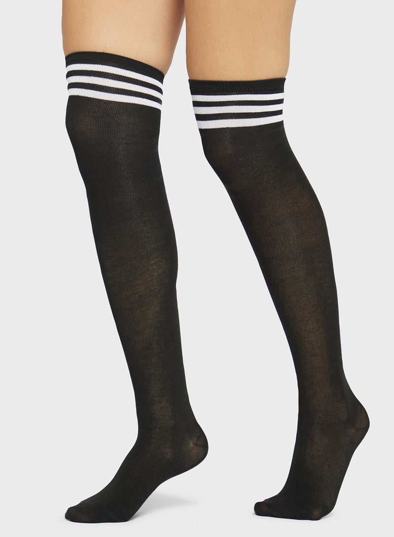 Ginger Ribbed Over The Knee Socks - Image 1