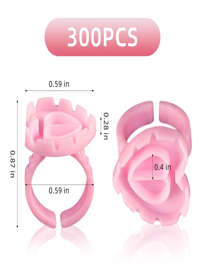 JOLYEAK 300PCS Pink Glue Rings for Eyelash Extension,Lovely Heart Shape Rings for Lashes,Disposable Lash Glue Holder for Lash Extension Makeup Plastic Nail Supplies (Pink-h, Heart - shaped) - Image 2