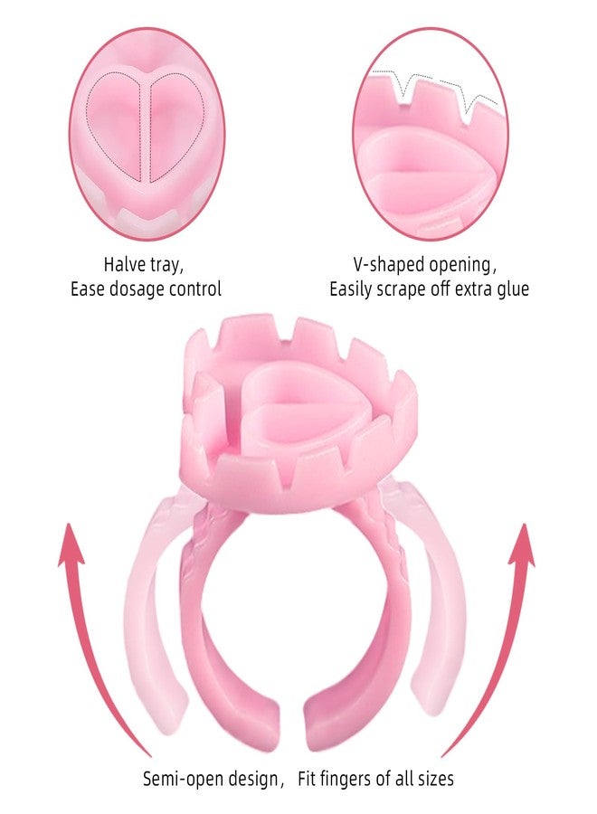 JOLYEAK 300PCS Pink Glue Rings for Eyelash Extension,Lovely Heart Shape Rings for Lashes,Disposable Lash Glue Holder for Lash Extension Makeup Plastic Nail Supplies (Pink-h, Heart - shaped) - Image 4