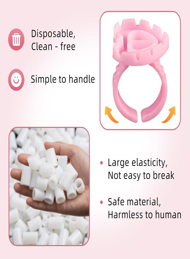 JOLYEAK 300PCS Pink Glue Rings for Eyelash Extension,Lovely Heart Shape Rings for Lashes,Disposable Lash Glue Holder for Lash Extension Makeup Plastic Nail Supplies (Pink-h, Heart - shaped) - Image 3