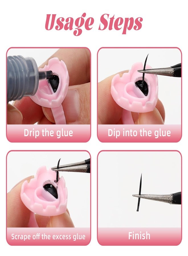 JOLYEAK 300PCS Pink Glue Rings for Eyelash Extension,Lovely Heart Shape Rings for Lashes,Disposable Lash Glue Holder for Lash Extension Makeup Plastic Nail Supplies (Pink-h, Heart - shaped) - Image 5