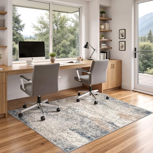 Art&Tuft Washable Rug, Anti-Slip Backing Abstract 4x6 Rug, Stain Resistant Rugs for Living Room, Foldable Machine Washable Area Rug (TPR18-Blue, 4'x6') - Image 5