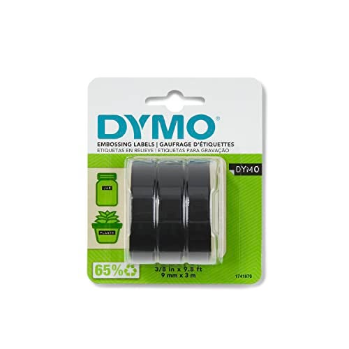 Dymo ملصقات ديمو ذاتية اللصق، طباعة بيضاء على شريط أسود، 3/8 بوصة × 9.8 قدم، عبوة 3 - Image 3