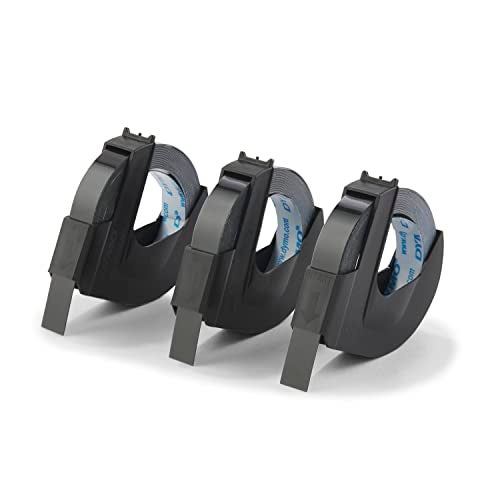 Dymo ملصقات ديمو ذاتية اللصق، طباعة بيضاء على شريط أسود، 3/8 بوصة × 9.8 قدم، عبوة 3 - Image 2