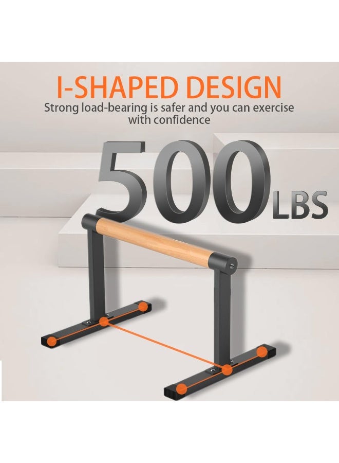 WALALLA Wooden Parallel Bar and Dip Bar with Thick Beech Handles, Push-up Bar, Rock-Free Fitness Equipment for Handstand, L-Sit, Gymnastics, Strength Training Home Gym,500lbs - Image 4