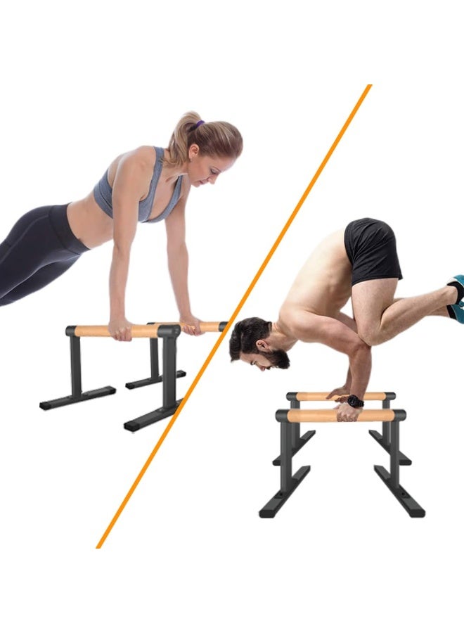 WALALLA Wooden Parallel Bar and Dip Bar with Thick Beech Handles, Push-up Bar, Rock-Free Fitness Equipment for Handstand, L-Sit, Gymnastics, Strength Training Home Gym,500lbs - Image 3