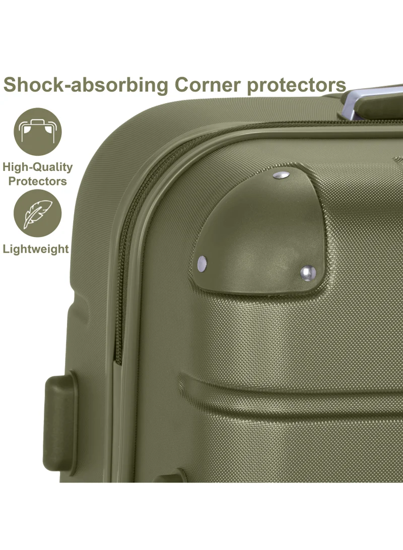 Senator Olive Green Hard Case Travel Bag Medium Luggage Trolley ABS Lightweight Suitcase with 4 Spinner Wheels A1012 Olive Green  | Best Price UAE