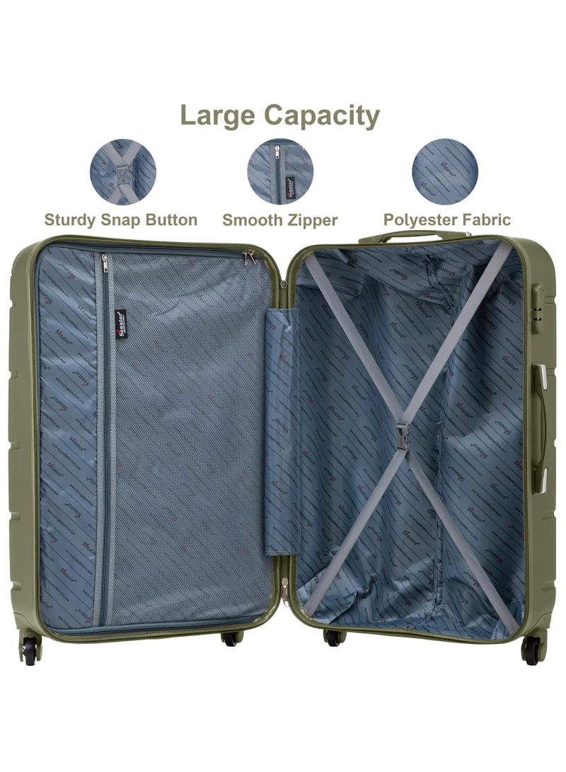 Senator Olive Green Hard Case Travel Bag Medium Luggage Trolley ABS Lightweight Suitcase with 4 Spinner Wheels A1012 Olive Green  | Best Price UAE