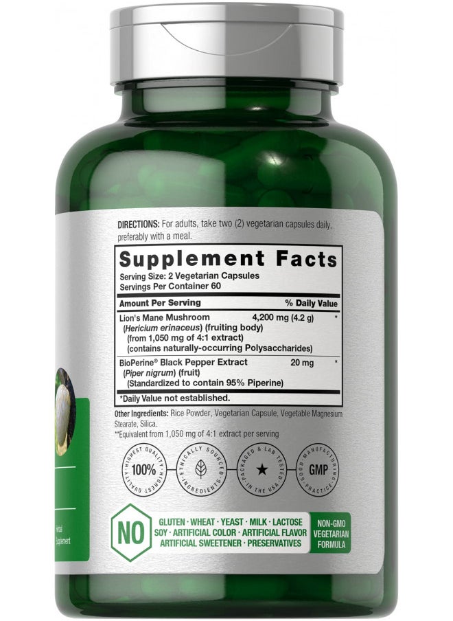 Horbaach Lions Mane Mushroom Extract, 4200mg, 120 Capsules, Vegetarian, Non-GMO, Gluten Free Supplement by Horbaach  - Image 3