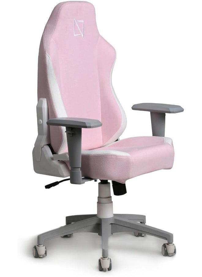 NAVODESK Navodesk APEX JUNIOR, Kids Desk Chair with Height Adjustable Armrests, Magnetic Headrest and Lumbar Pillow (SoftFabric, Soft Pink)  - Image 4