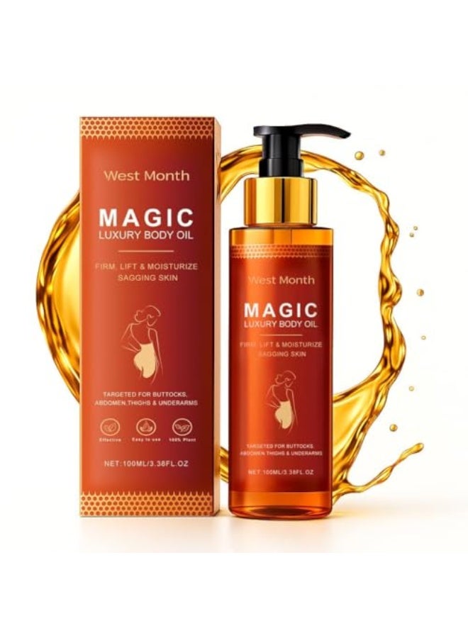 القمر الغربي نيجويدتي زيت الجسم السحري | زيت تدليك بفيتامينات للبشرة المتألقة | مع الجوجوبا والخروع وإكليل الجبل | مرطب وشد للبشرة الجافة | 100 مل - Image 1