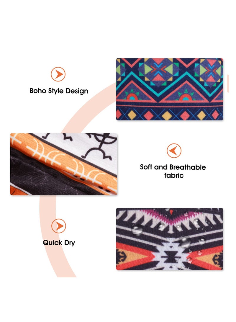 Loquat Boho Headbands for Women Girls, 3 Pieces Elastic Head Wraps Boho Hair Bands Breathable Wide Knot Hair Scarf Fashion Hair Accessories for Sport Workout Running - Image 4