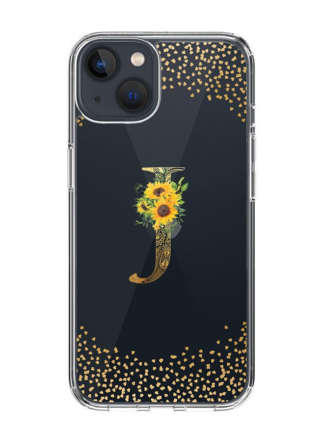 Stylizedd Classic Clear Case For iPhone 14 Plus, Hybrid Soft Case Cover- Custom Monogram Initial Letter Mandala Floral Pattern Alphabet - J(Transparent) - Image 1