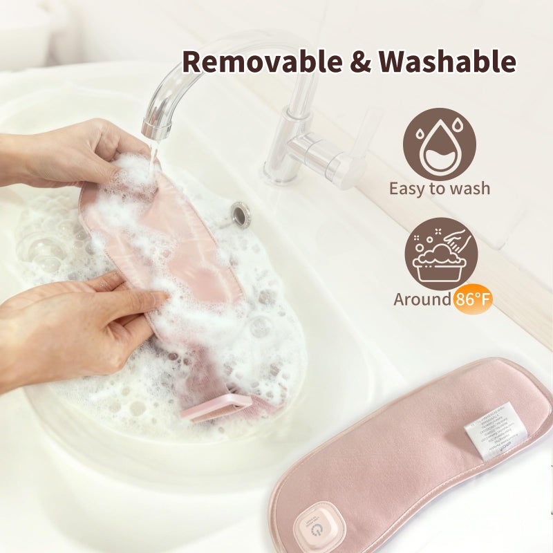 uncn Pure Silk Heating Pad for Period Cramps Portable Cordless Washable 5000mAh Rechargeable Heat Pack for Menstrual, Stomach & Back Pain Relief, 4 Heat Modes with Auto Shut-Off Electric Pink - Image 5