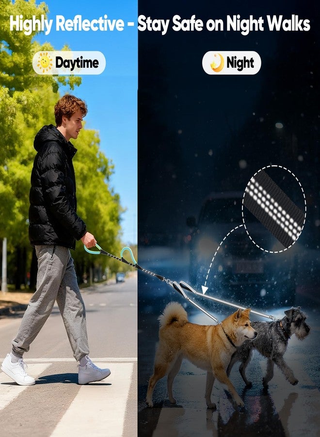 XiaZ Double Dog Leash for Two Dogs, No Tangle with 360° Swivel & 4 Comfortable Handles, Heavy Duty Dual Dog Leash with Highly Reflective Rope, Adjustable Split Leash for Small Medium Dogs, 3/8”Black - Image 5