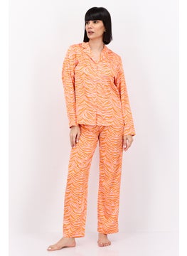 Women 2 Pieces Animal Print Pajama Set, Multicolor