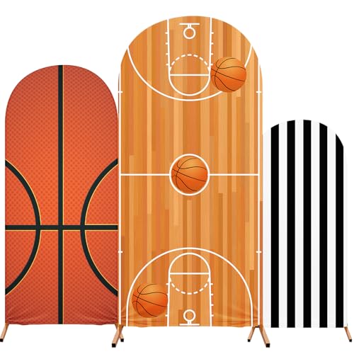 Tingjoo 3 Pcs Basketball Arch Backdrop Cover for Party 4 Ft6 ft Arch Spandex Fitted Basketball Party Decorations Photo Props Background for Birthday Balloon Wedding Baby Shower - Image 1