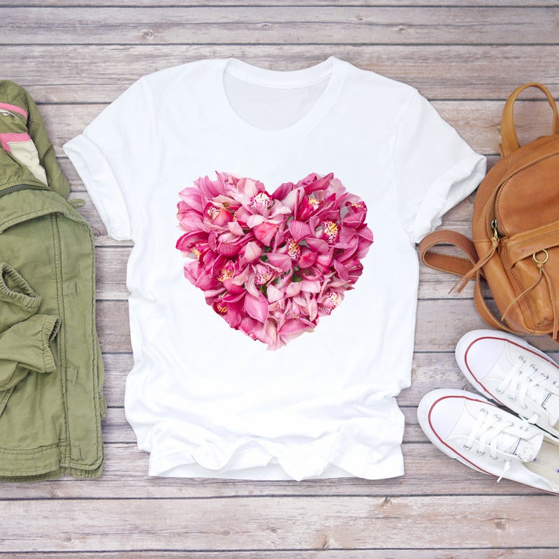 [Send On The Same Day] Women'S Watercolor Fashion Pattern Summer Printed Fashionable Cute Women'S T-Shirt Casual - Image 3