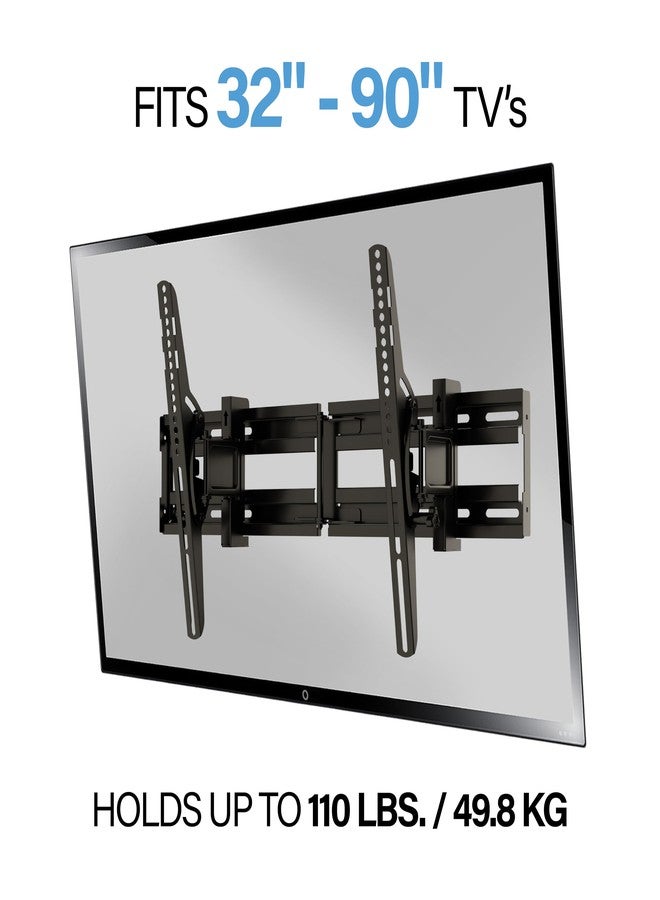 SANUS Extendable Tilting TV Wall Mount for 32”–90” TVs up to 110 lbs – 5.2” Extension for Easy Cable Access and Added Tilt, Tool-Free Tilt to Reduce Glare, Low Profile Design - Image 2
