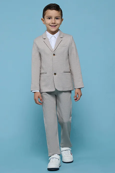 R&B Textured Single Breasted Blazer with Button Closure