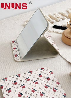 UNUNS Tabletop Foldable Makeup Mirror,Portable Vintage Rose Pattern Desktop Mirror,PU Portable Adjustable Rectangular Ultrathin Mirror,For Travel,Camping,Home  - Image 5