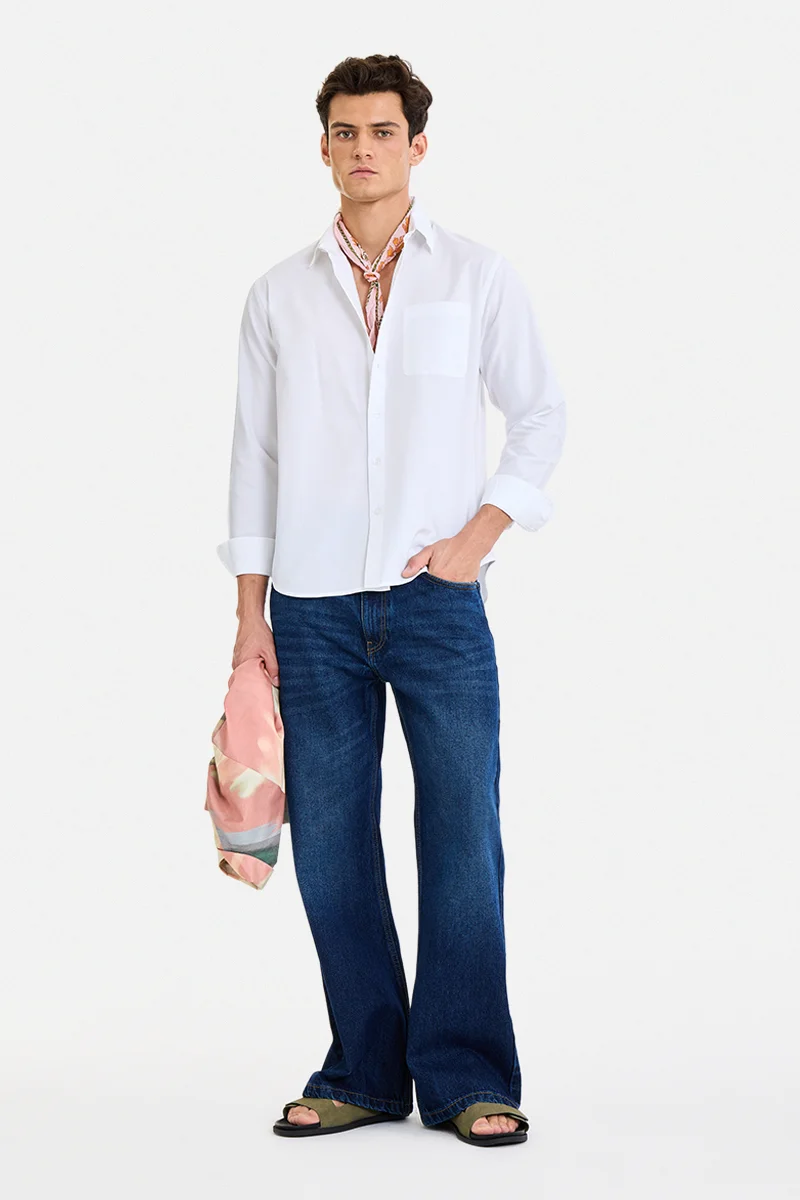 SNITCH Indigo Solid Flared Fit Casual Jeans