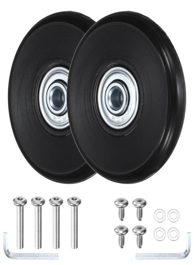 TIXIPEM Luggage Suitcase Replacement Wheels [2pcs] - 60 x 17 mm Rubber Scooter Wheels Repair Kit W/ABEC-7 Bearings and 6mm Axles for Trolley & Carry-on Roller Travel Suitcases - [Black] - Image 1