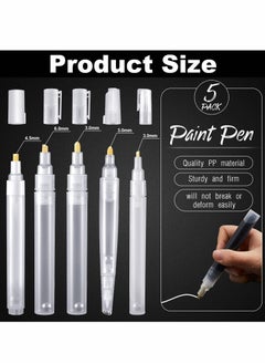 Y&D Empty Refill Paint Markers Blank Refillable Pens, Marker for Painting Transparent Pen Tube, Fill with Your Own Art Acrylic, Oil and Watercolor Crafts Kit 5 PCS  - Image 2