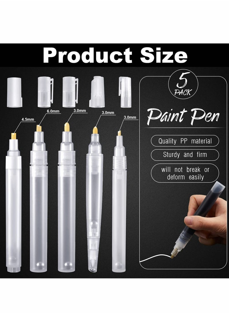 Y&D Empty Refill Paint Markers Blank Refillable Pens, Marker for Painting Transparent Pen Tube, Fill with Your Own Art Acrylic, Oil and Watercolor Crafts Kit 5 PCS  - Image 2