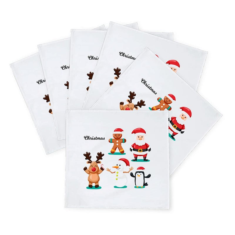 Khakee 6 Pcs Christmas Theme Silk Table Napkins 10x 10 for Xmas Decoration Christmas OrnamentsChristmas Giftxmas21569 - Image 2