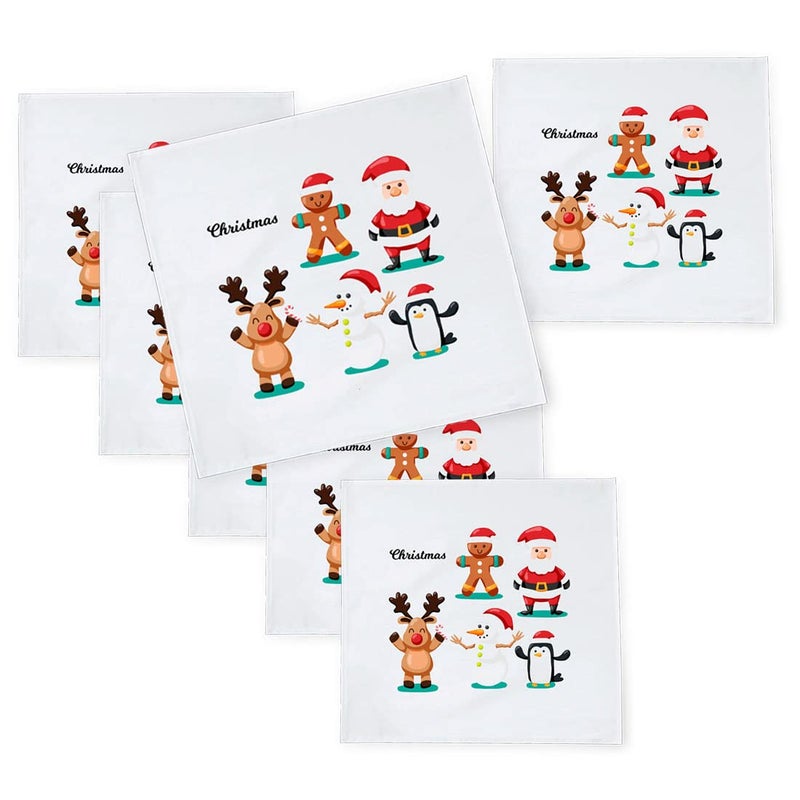 Khakee 6 Pcs Christmas Theme Silk Table Napkins 10x 10 for Xmas Decoration Christmas OrnamentsChristmas Giftxmas21569 - Image 1